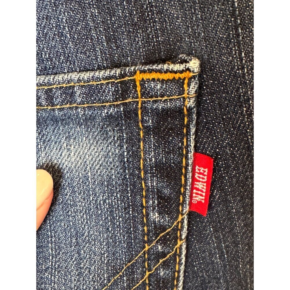Edwin Jeans Men 29 Blue Medium Wash Distressed Japanese Denim Straight Leg E402 - Picture 8 of 9